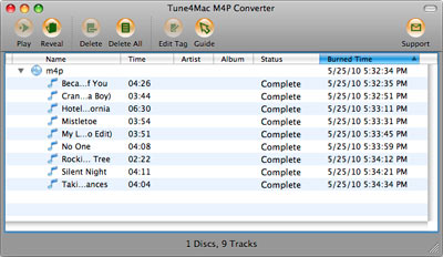 main window of tune4mac m4p converter