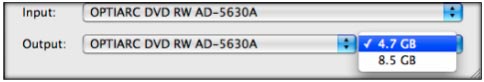 Mac DVD Copy - choose input and output device