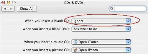 settings for burning cd