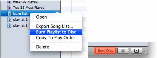 burning list in itunes